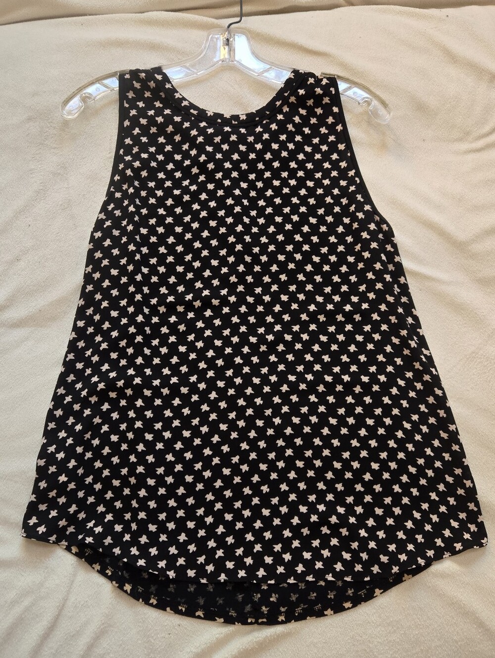 Loft Black Sparrow Print Tank With Tie Back Detail Size Small